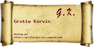 Grotte Korvin névjegykártya